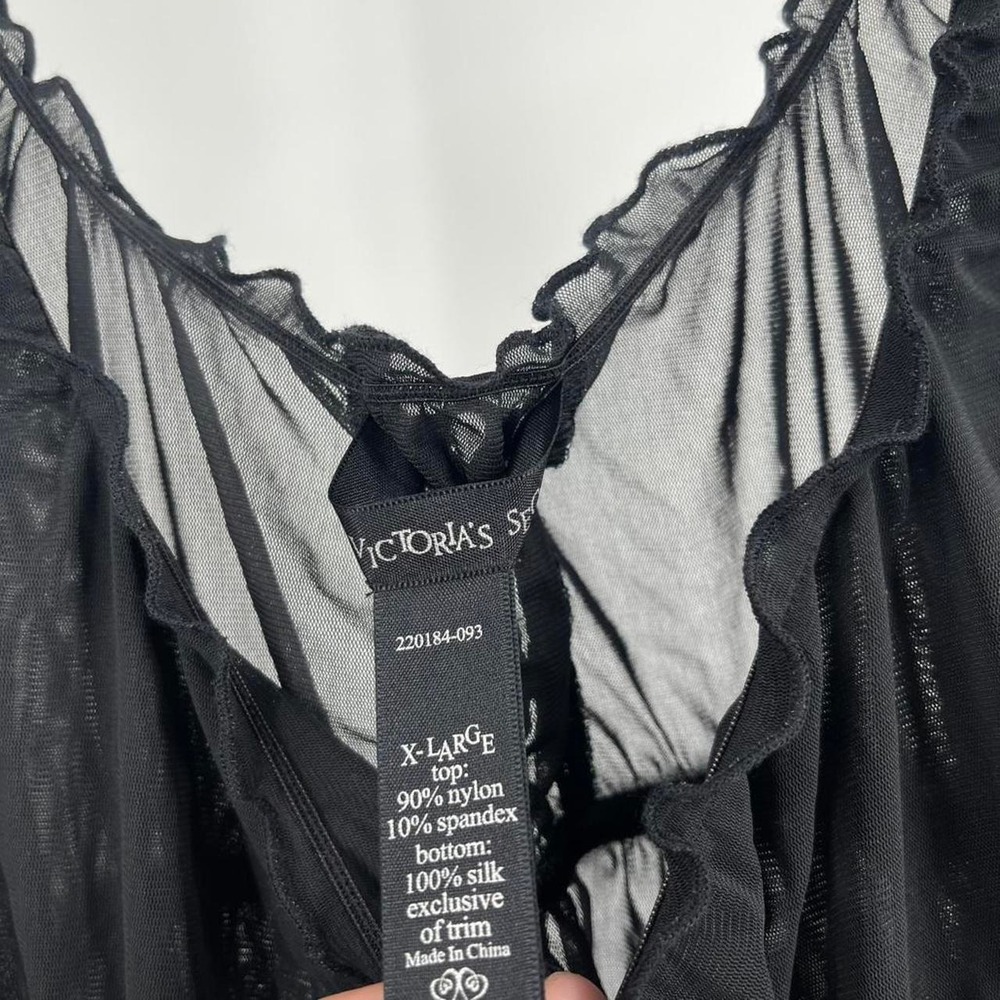 Y2k Victoria's Secret Babydoll Dress Silk Sheer Mesh Bow XL Mini Ruffle Lingerie - Picture 5 of 8